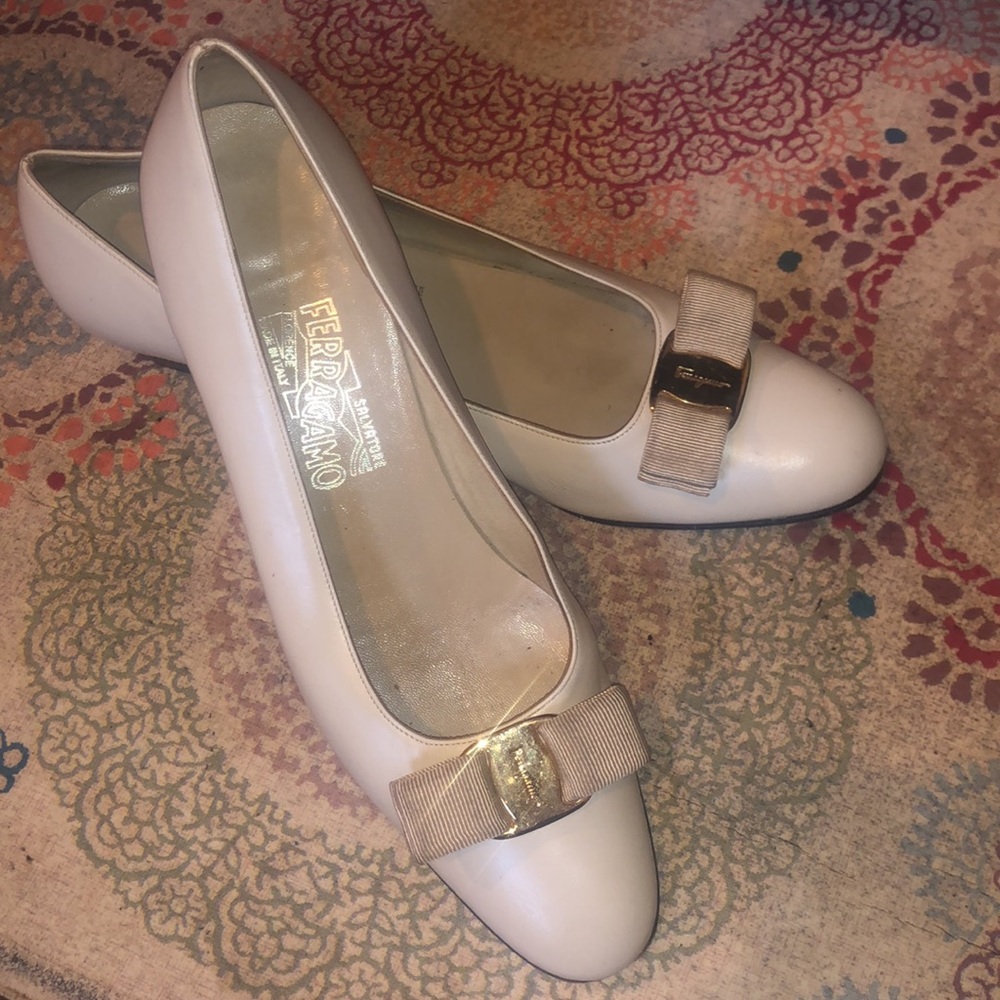 Vintage Salvatore Ferragamo • Loafer Heels with Bow